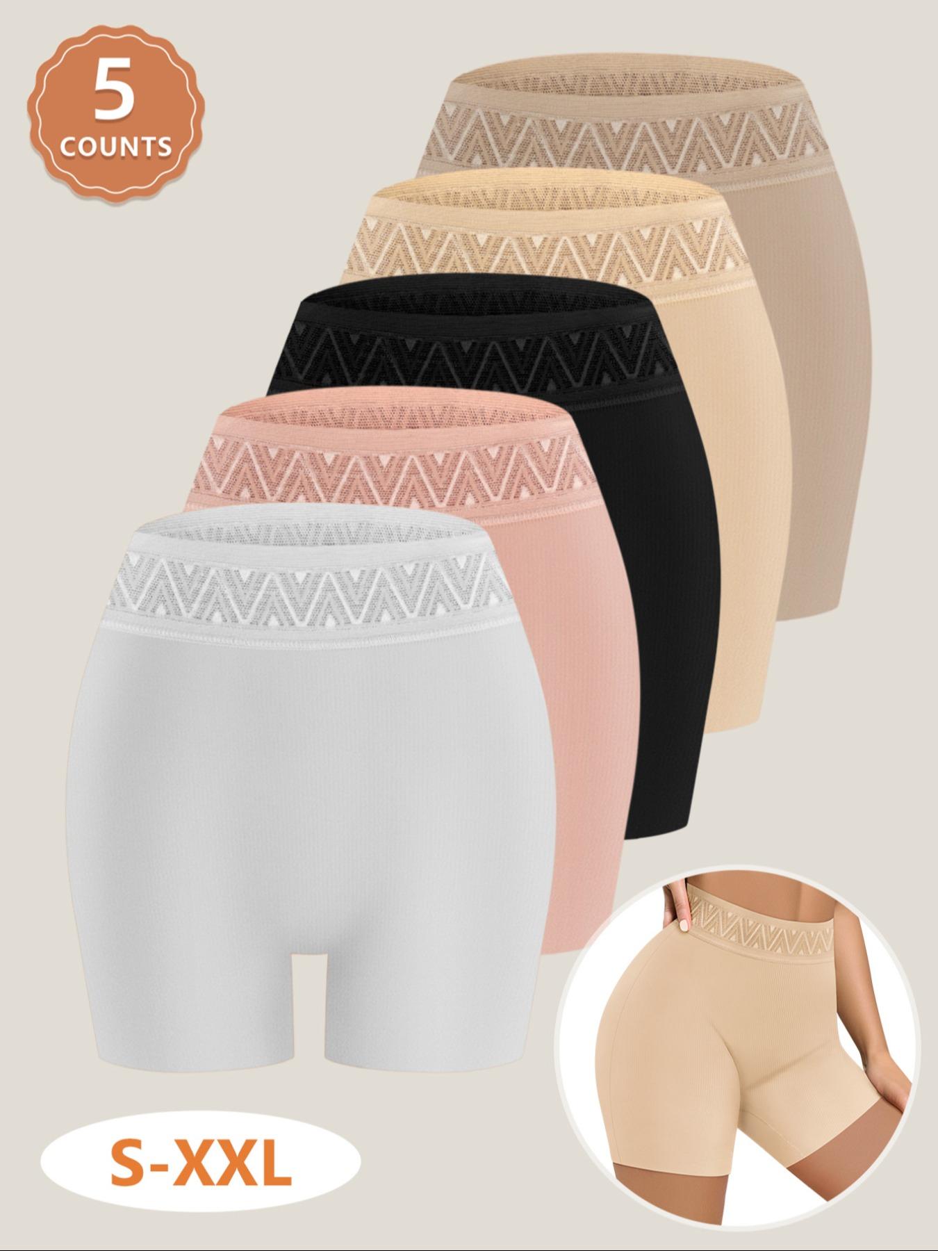 5 Pack Women's Fitted Boxer Briefs, Stylish Color Block High Waist Control, Peach Butt Enhancement Underwear for All Seasons