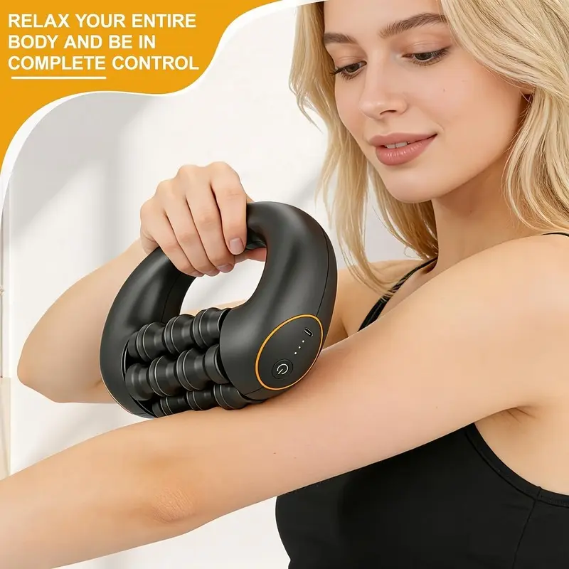 Intelligent six bar three speed full body relaxation massager, electronic roller body massager, handheld deep tissue muscle massager, with 3 adjustable speeds, suitable for foot and leg, home, office, and sports use