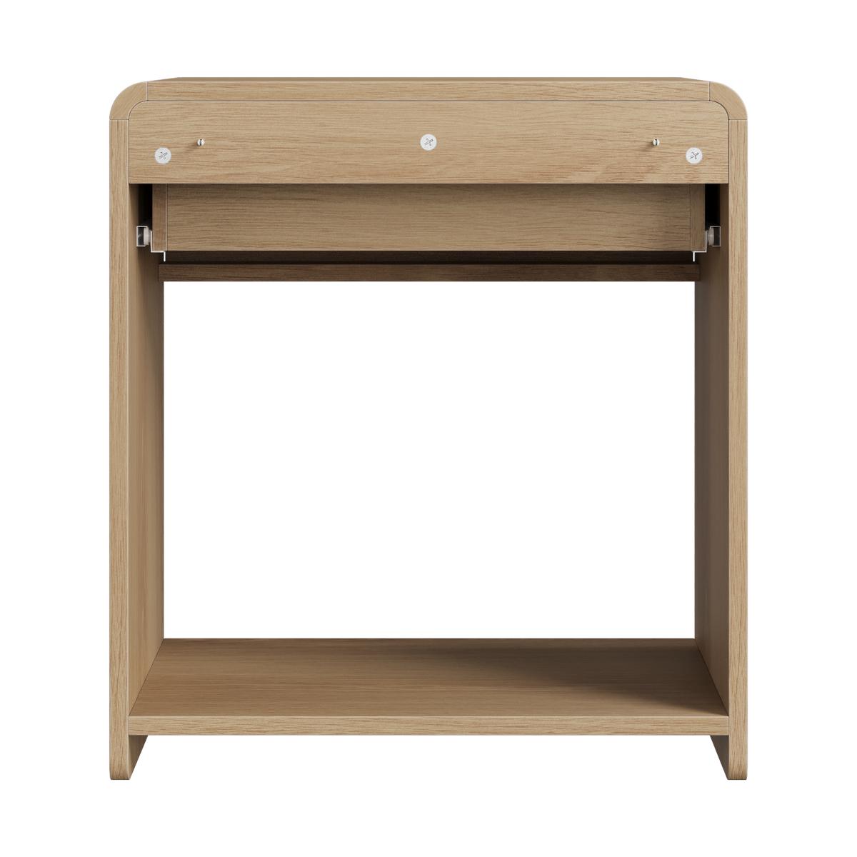 Mid-Century Modern Bedside Table Set of 2, Nightstand with Storage Drawer & Open Shelf, Compact Side Table for Bedroom Living Room, Oak Color