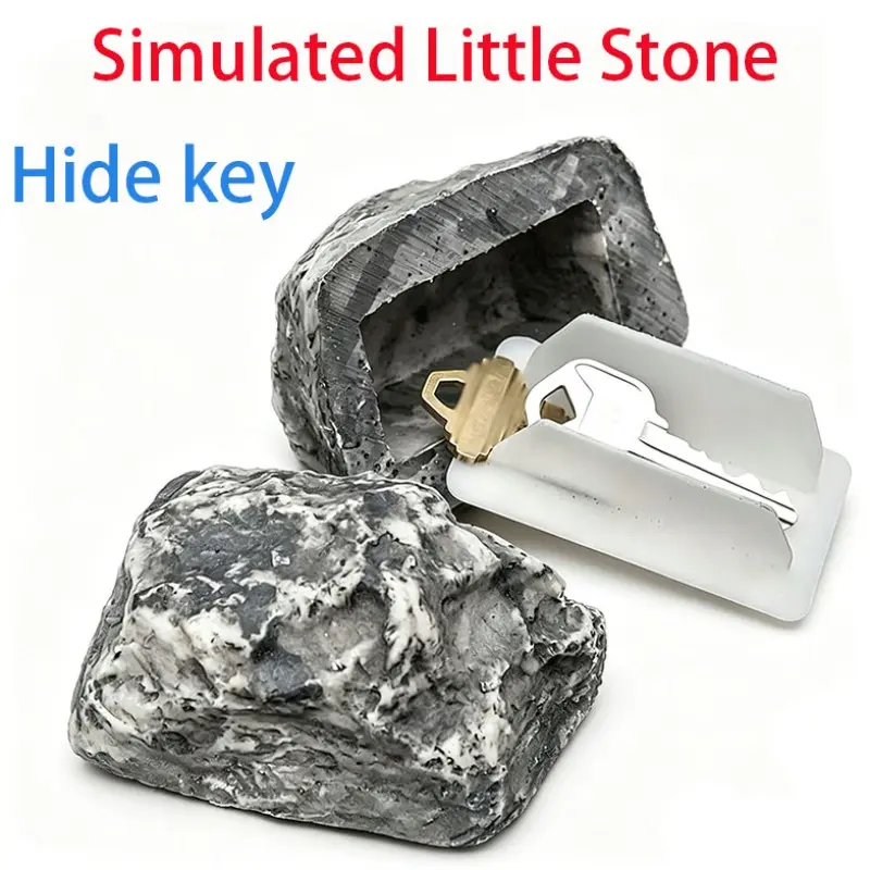 Outdoor Hidden Key Box, Realistic Stone Design, Plastic, Perfect for Lawn, Garden, Hard to Spot, Ideal for Storing Keys, Camouflage Key Holder