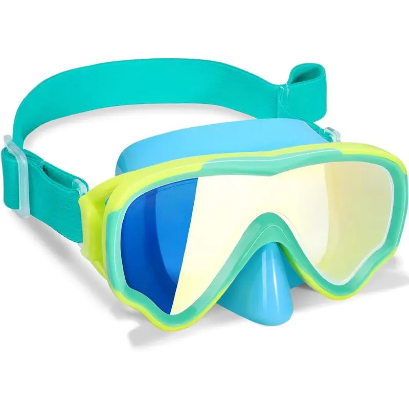 Outdoor sports Kids Swim Goggles with Fabric Strap for Kids 3-15, Leak Proof Swimming Goggles Nose Cover 180 °   Clear View