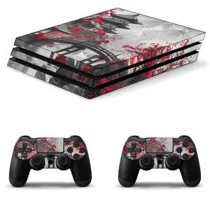 For PS4, Slim & Pro All Models Console & Controller Skin Set - Red Maple Zen Landscape Theme | Premium Vinyl Wrap, Anti-Scratch