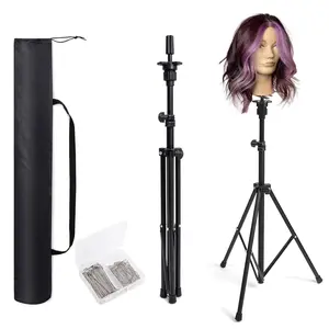Tall Wig Tripod Stand,Metal Mannequin  Stand Adjustable for Mannequin , Canvas Block ,for Styling,Wig Making Displaywith Carrying Bag,30 Pcs T-Pins(35.4-52.4 Inch)