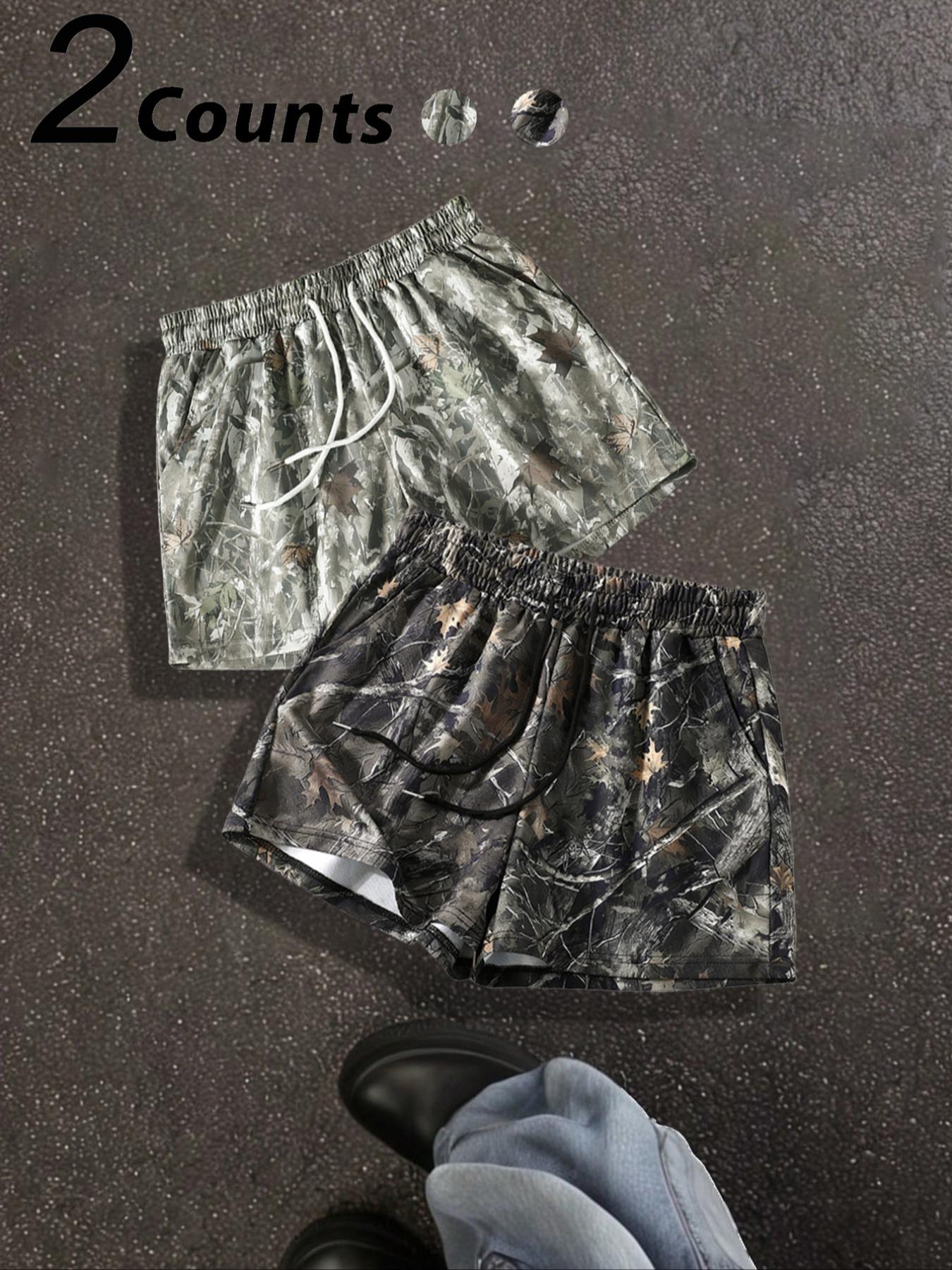 Unisex's Camo Leopard Print Fit Shorts, Casual Comfy Breathable Elastic Sporty Shorts for Summer, Women's Bottoms Womenswear for Daily Wear