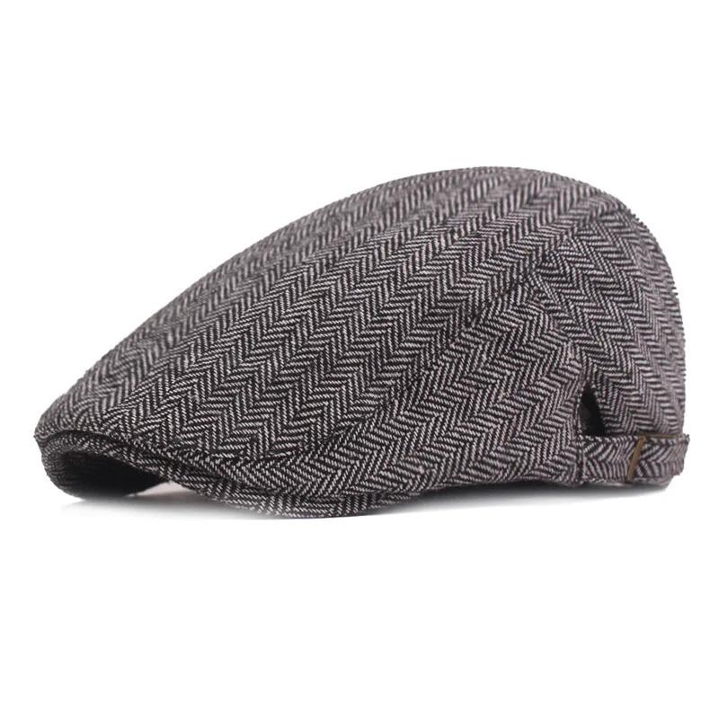 Men Retro Herringbone Grid Newsboy Caps British Painters Hats Spring and Summer Adjustable Flat Cap Hip Hop Berets