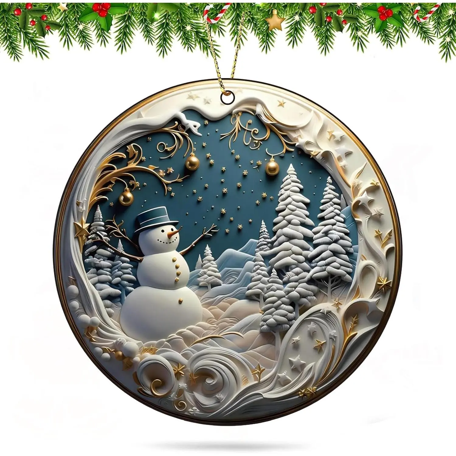 Snowman Christmas Ornaments 2025, 2D  Xmas  Ornaments for Christmas Tree Decorations, End of The Year Gifts Snoman Decor for Stocking Stuffers Gifts for Tree Decoration