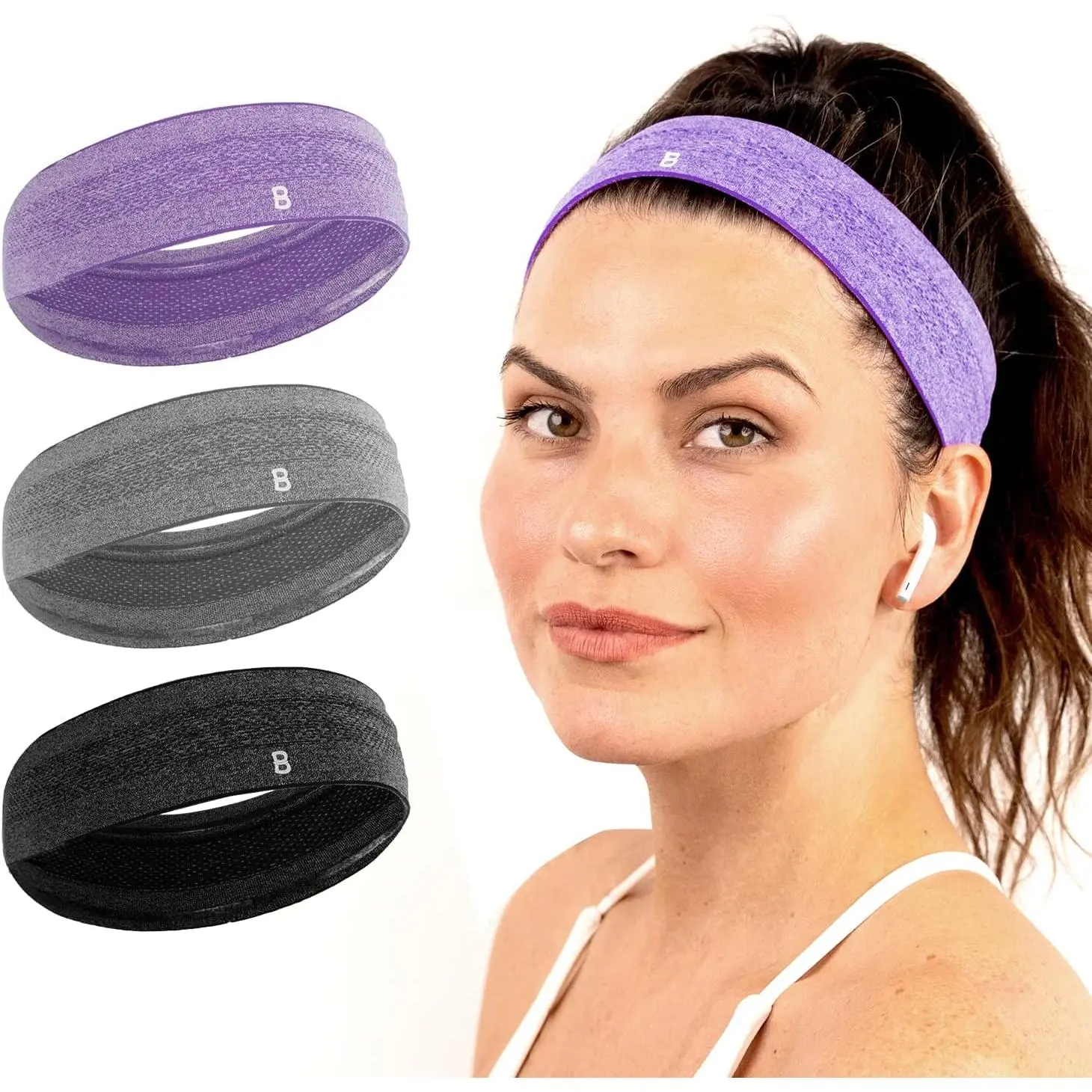 Headbands for Women Non Slip, Athletic Headbands for Women -  Headbands for Women Workout, Running,  & Exercise - Thick Headbands for Women (3pcs1, Multi)