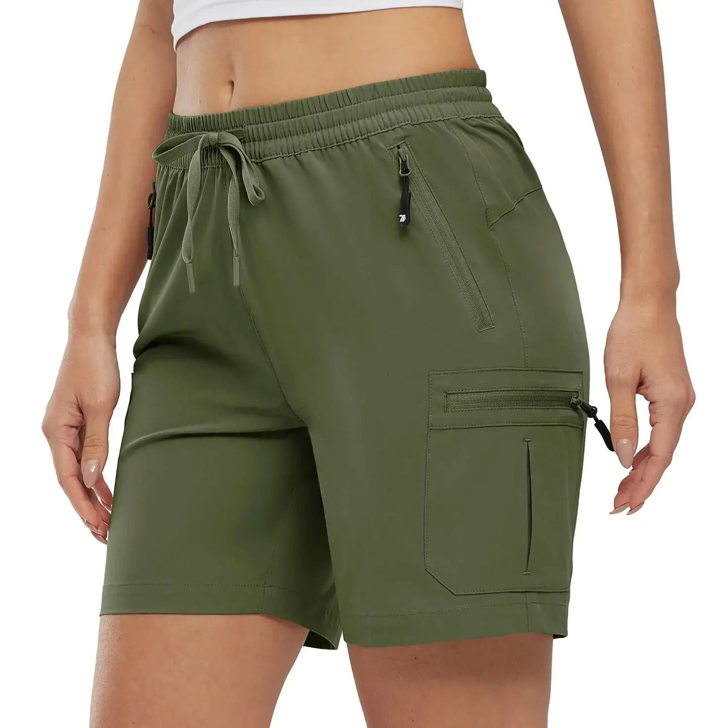 Women's Hiking Cargo Shorts Quick Dry Lightweight Stretch Shorts Outdoor Athletic Summer Shorts with Zipper Pockets