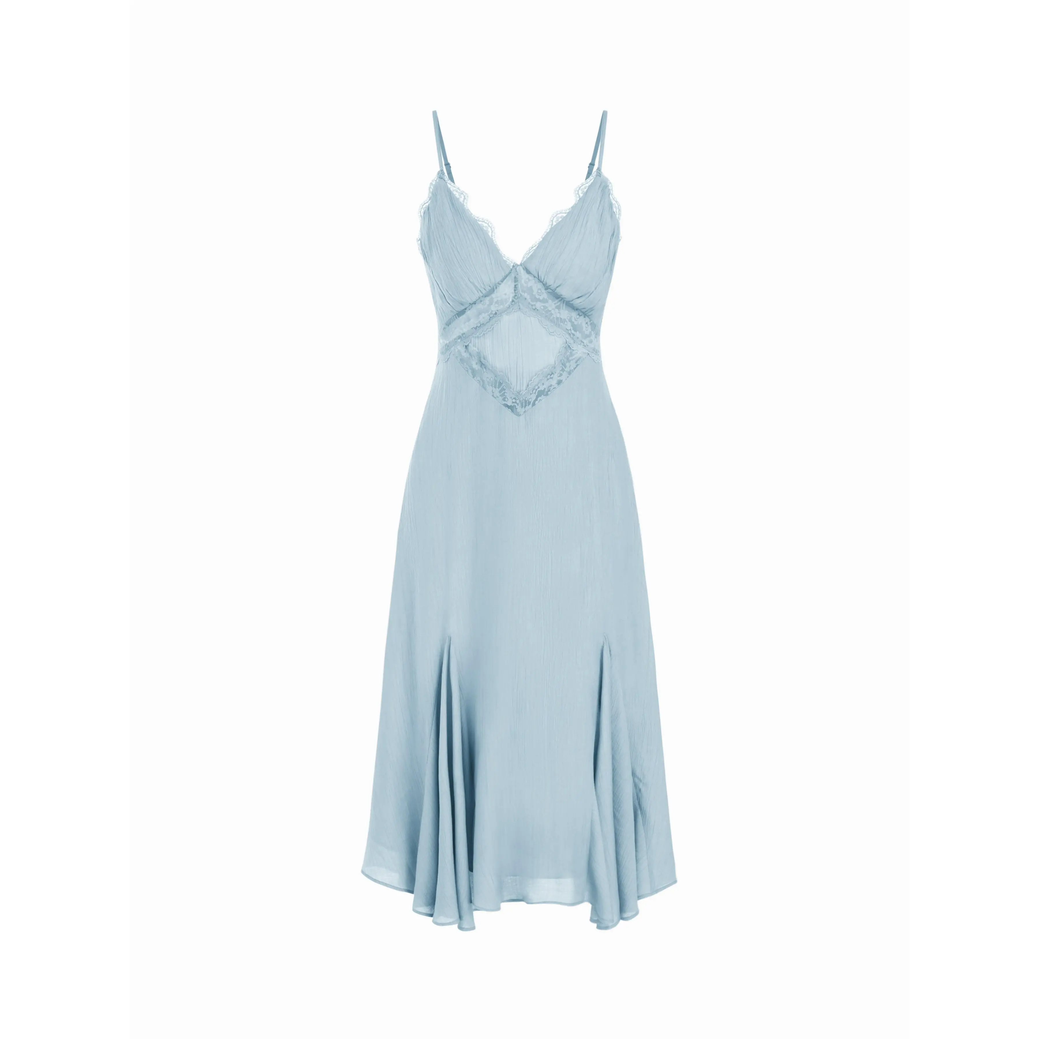Cider V-neck Lace Panel A-line Cami Midi Dress - TikTok Shop
