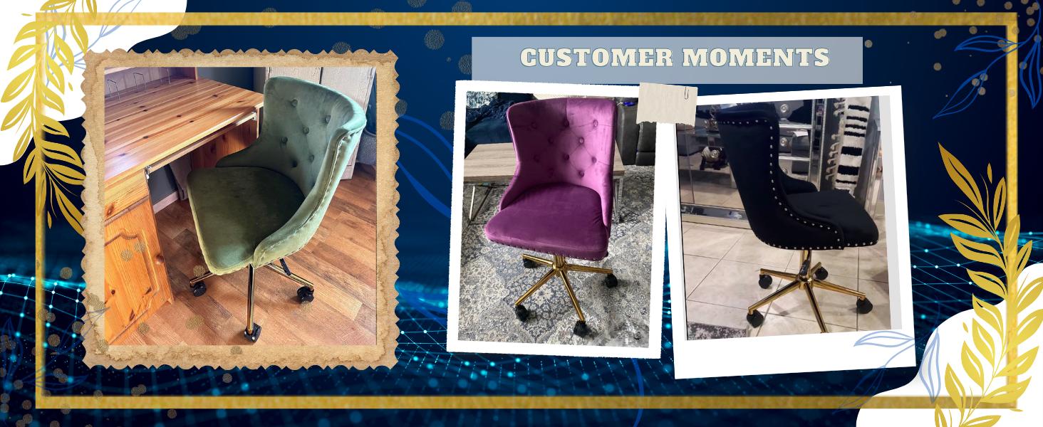 VINGLI Velvet Office Chair - Modern Upholstered Desk Chair with Adjustable Height, Tilting Mechanism, and Rolling Wheels - Pink VINGLI Velvet Office Chair - Modern Upholstered Desk Chair with Adjustable Height, Tilting Mechanism, and Rolling Wheels - Pink