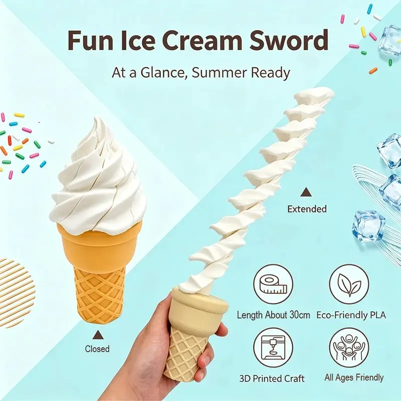 3d Printing Ice Cream Creative Expansion Decompression Artifact Fun Wheat Cyclone Cone Trick Toys Spoof Good Friends.