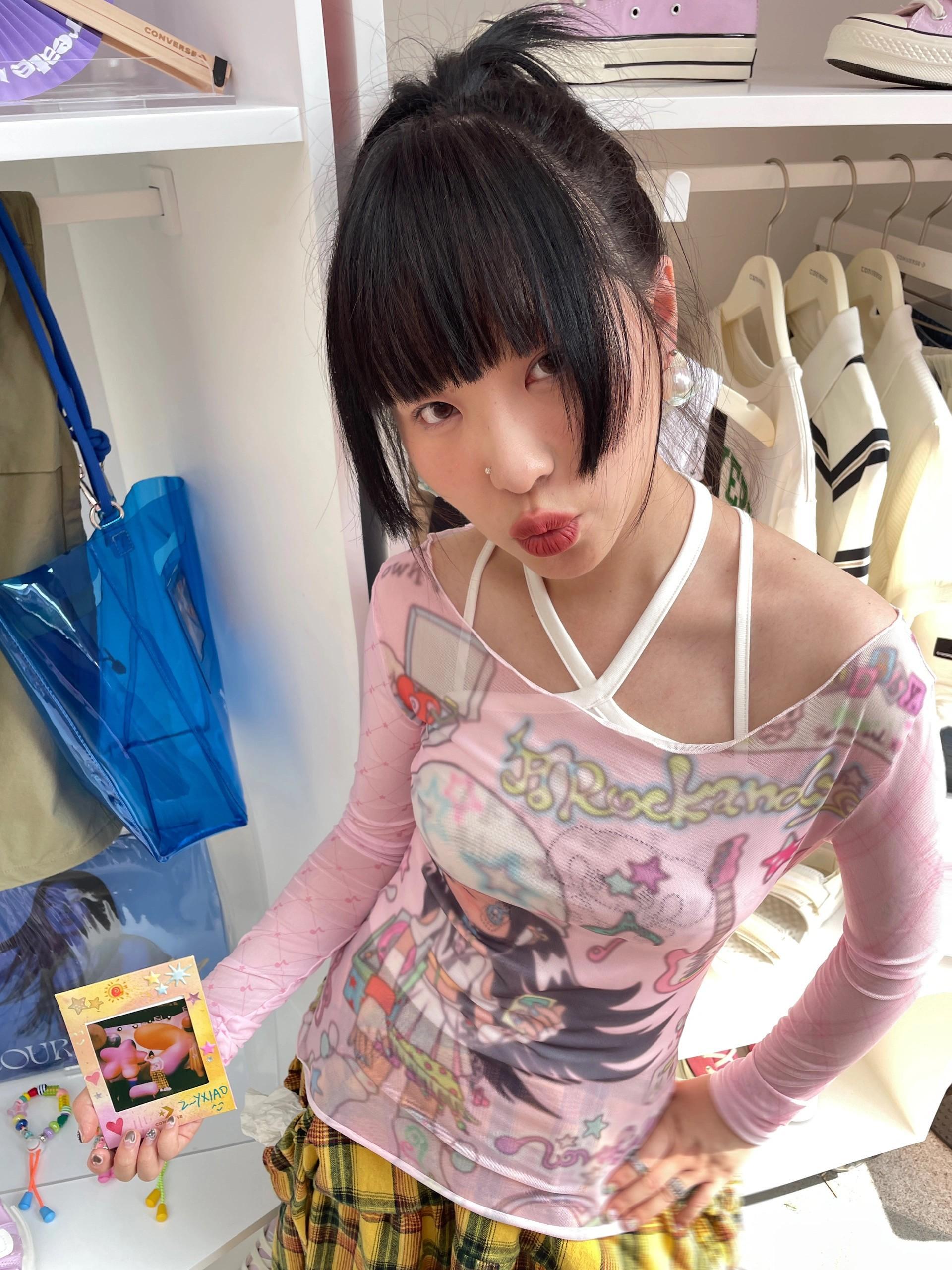 2000s Japanese Y2k Anime Print Mesh Tops 2000s Aesthetics Pink Sheer Top Vintage See Through T-shirt Lolita Womenswear Tshirt