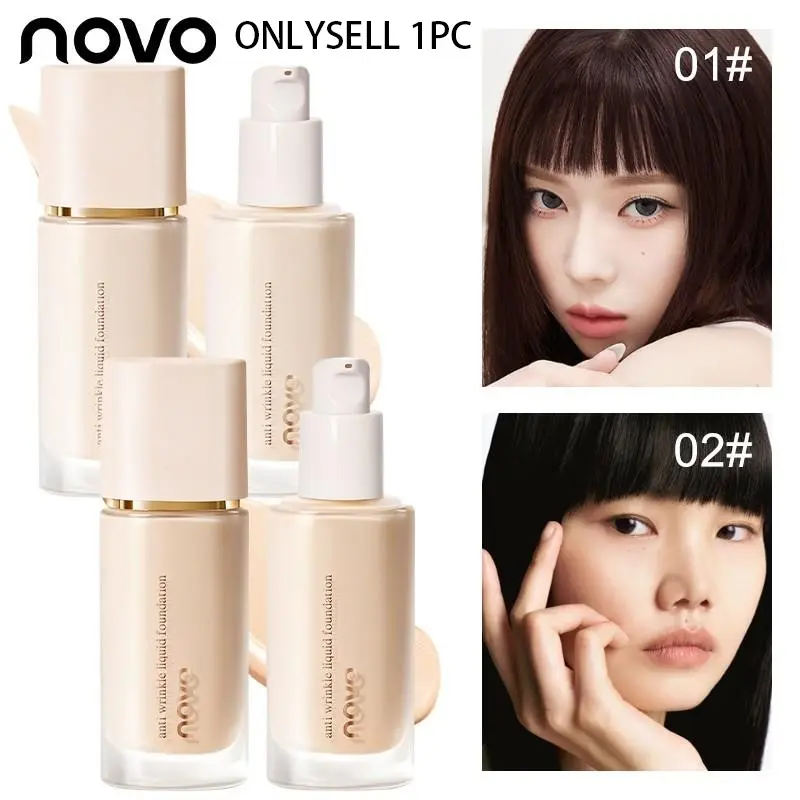 NOVO Anti Wrinkle Liquid Foundation Hydrating Oil Control Long Lasting Concealer Waterproof Natural Matte Daily Base Makeup