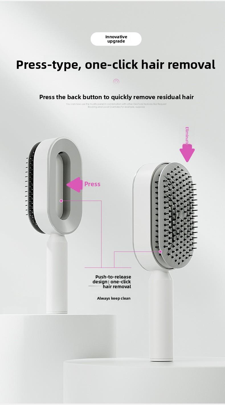 Luxury upgraded version, featuring a push-button cleaning design, suitable for women with long hair, popular air cushion massage comb
