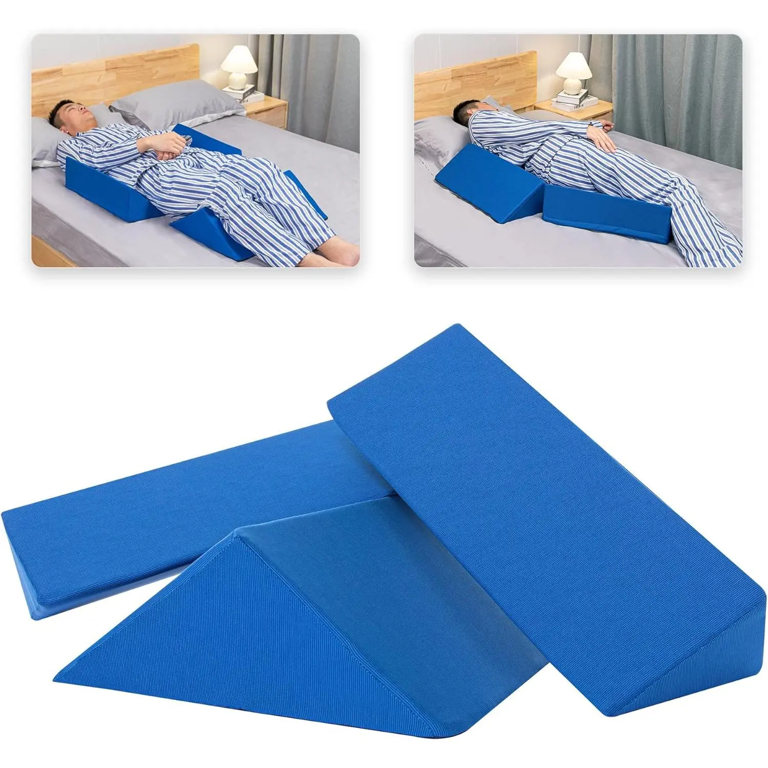 Positioning Wedge Pillow for Side Sleeping (3 in 1), 40 Degree Triangle Bed Wedges & Body Positioners for Back Pain, Preventing Bedsores, After Surgery, Knees Elevated, Pregnancy
