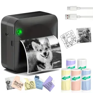 Thermal Mini Printer, Portable Inkless Sticker Maker, Includes 5 Rolls of Paper, Ideal for Photos, Notes, Gifts, DIY Projects