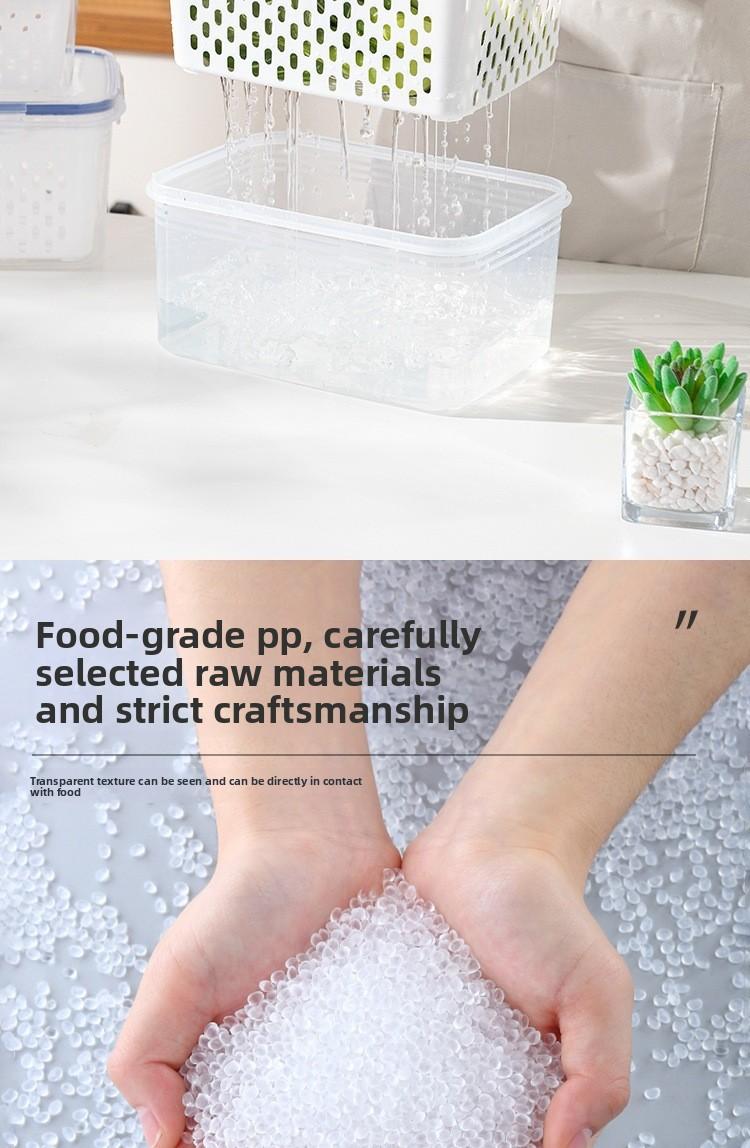 Household sealed fresh-keeping storage box, double-layer kitchen fresh-keeping box with drain basket