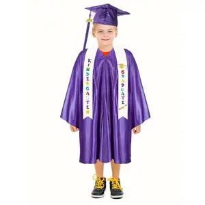 Chest Measurement Is for Reference Only. 4pcs Set of Children's Kindergarten and Elementary School Graduation Attire. Printed Children's Bachelor Gown Graduation Outfit for Private and Public Schools. Photography Clothing Includes One Robe