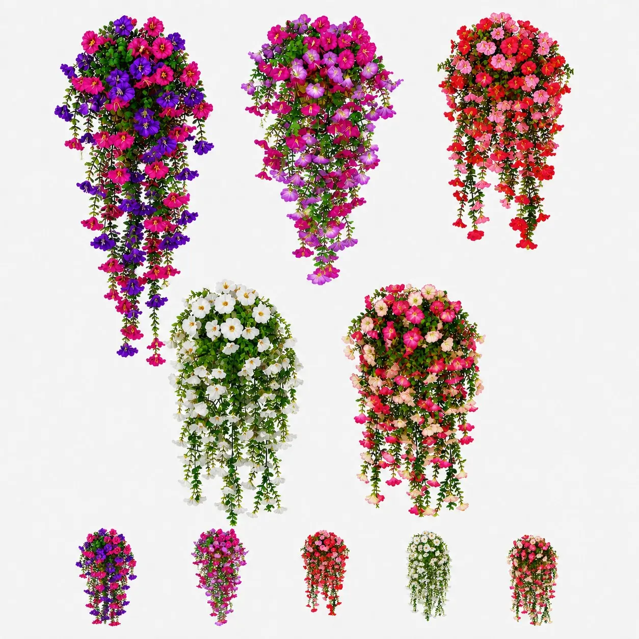 4-Pack Artificial Morning Glory Wall Hanging Vines, Multi-Color Indoor Outdoor Decor, Layered Petals, Leaves, Hangable Flowers