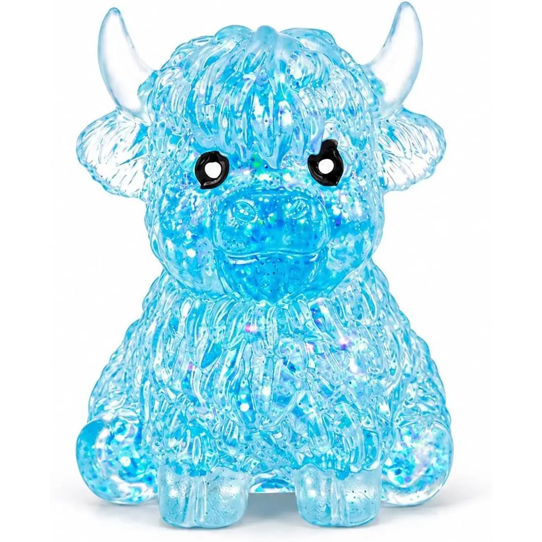 Blue Highland Cow Glitter Squishy Fidget Toys,Stress Balls Squeeze Toy | Slow Rising,Maltose Filling,Sensory Anxiety Relief,Kids Autism Teens Adults Boys Girls,Christmas Birthday Gift Party Favors