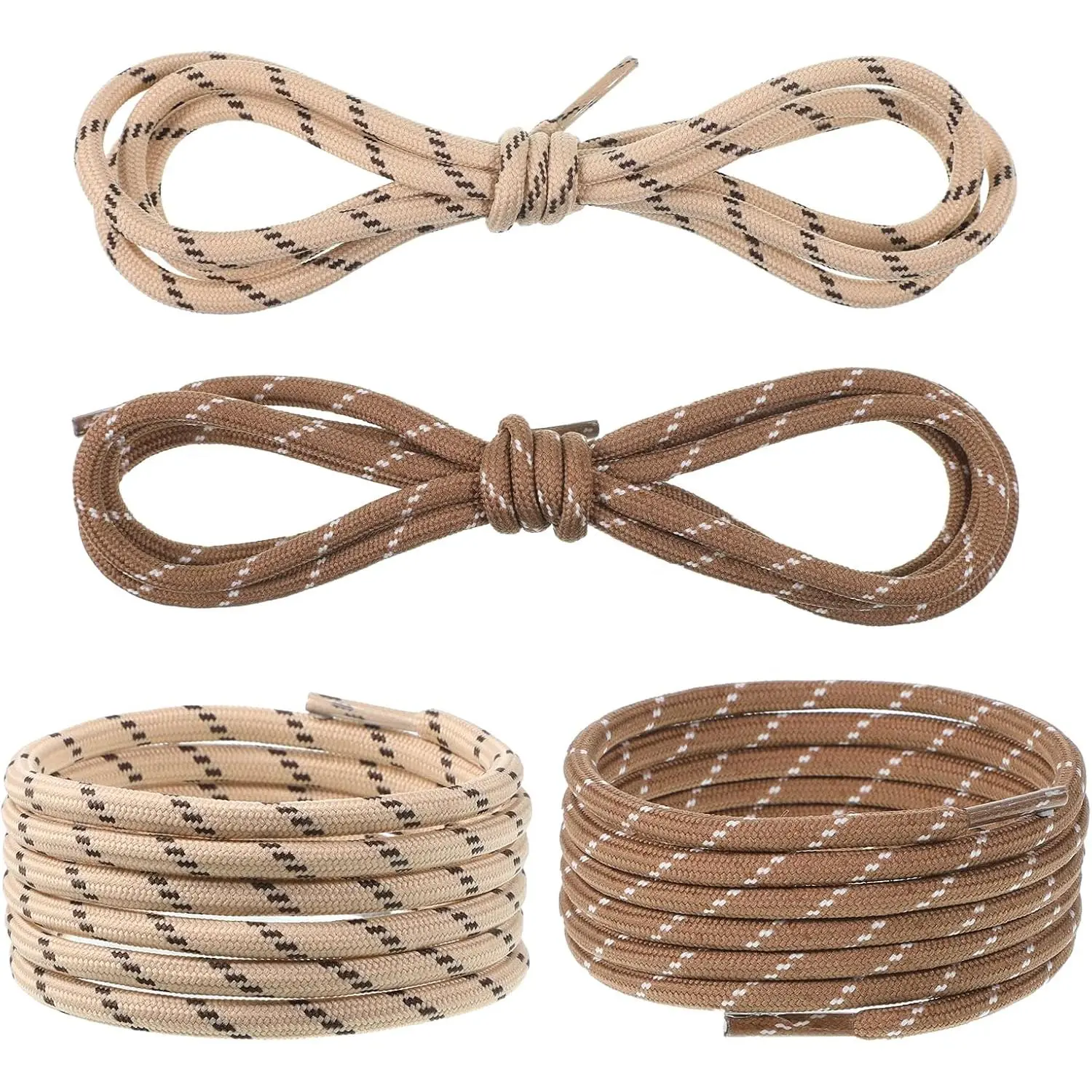 2 Pairs Rope Shoelaces Paracord Shoe Laces Round Boot Laces Cord Shoe Strings for Sneakers Boots Hiking Walking Construction Work Sporting Running