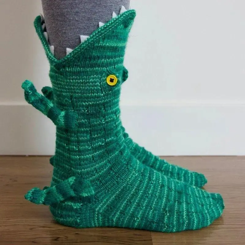 Christmas Socks Knitted Crocodile Socks Animal Funny Socks Holiday Party Supplies