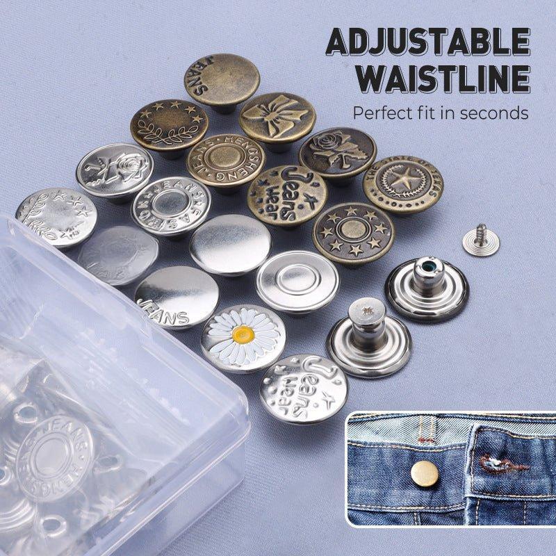 Removable No-Sew Jeans Buttons Set 17mm Alloy Material Adjustable Waistline Brown Silver 10 PCS Each Color Safe Simple Installation Complete with Mini Screwdriver