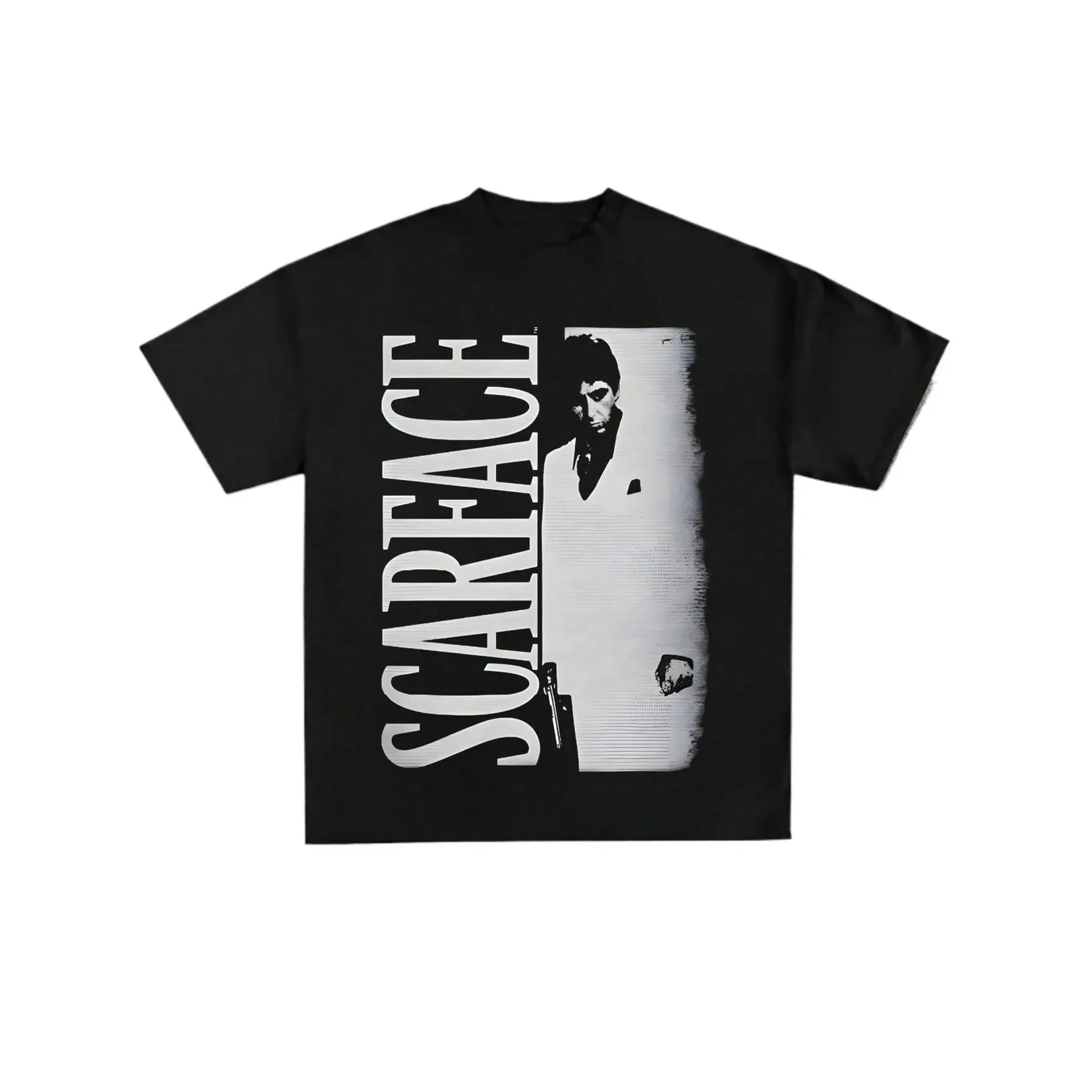 Unisex Men Women Scarface Tony Montana Vertical Letter Portrait Graphic T Shirt Vintage Movie Poster Short Sleeve Oversized Hip Hop Streetwear Tee