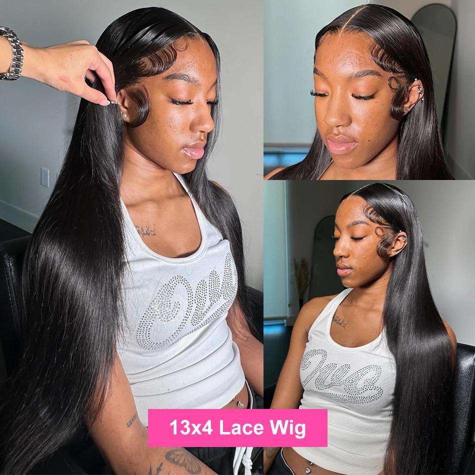 Bling Hair Bone Straight 13X6 HD Transparent13x4 Lace Front Wigs For Women Natural Black Human Hair Lace Frontal Wig Pre Plucked Hairline 180 Density