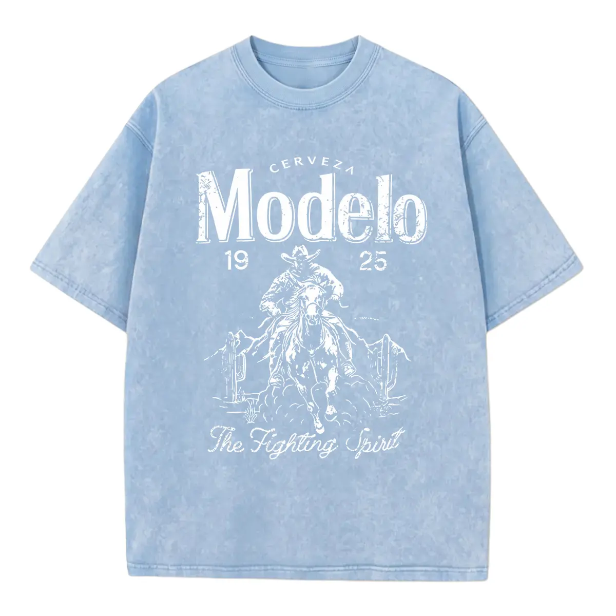Acid Wash Vintage Graphic T-Shirt, Heavyweight Cotton Short Sleeve Crewneck Tee, Casual Streetwear Summer Top for Men Women