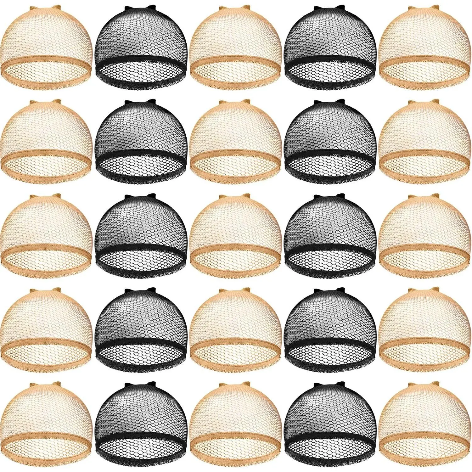 Unisex Close End Fishnet Weave Wig Cap, 50 Pcs Stretchy Nylon Liner Mesh Net Stocking Cap for Hair Extensions & Wig Weaving, Stretchy Liner premium