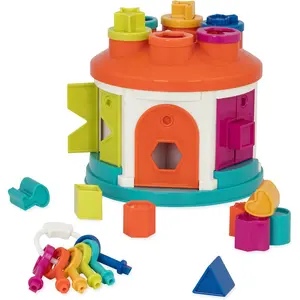 Shape & Color Sorting Toy – Developmental Toy – Pattern Matching Game – Color – Coded Keys – 2+ Years – Shape Sorter Housefidget toys