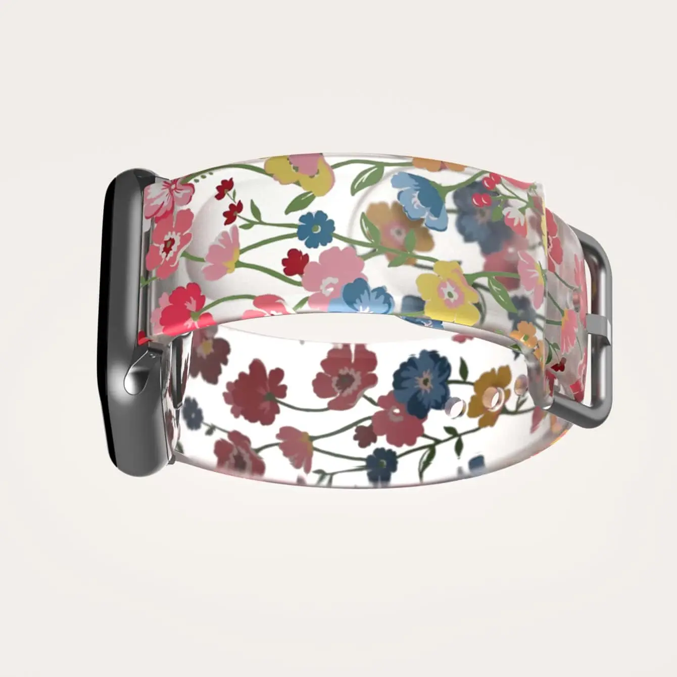 Semi-transparent Floral Silicone Band for Apple Watch, Soft Elastic Breathable Comfort Strap, Waterproof Sport Band, 38-49mm, S8-S11, Se, Ultra
