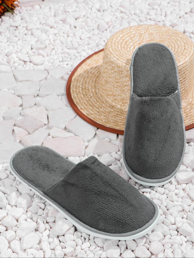 Women's Solid Color Thick Plush Slippers, Casual Soft Comfortable Home Slippers, Hotel Slippers, Non-Disposable, Machine Washable & Dry Cleanable, Non-slip Slippers for All Seasons