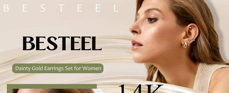 Besteel 4 Pairs Gold Plated Earrings Set for Women Hypoallergenic Huggie Hoop Earring Set for Multiple Piercing Small Dainty Helix Tragus Cartilage Flat Back Stud Earring Stacks Pack Silver