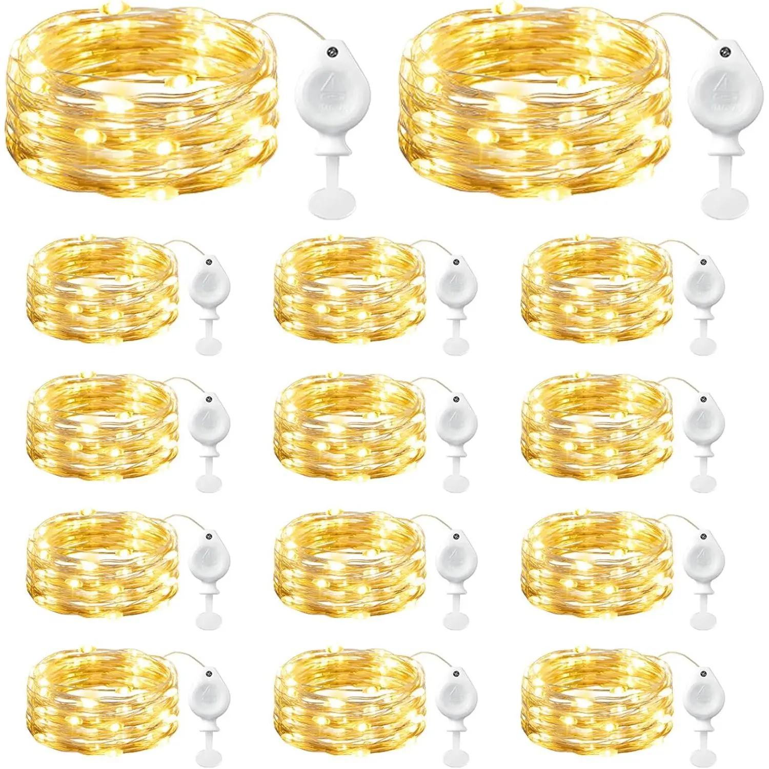 14 Pack LED Fairy Lights Battery Operated String Lights, 7ft 20LED Waterproof Silver Wire Twinkle Lights, Firefly Starry Moon Lights for Mason Jars DIY Christmas Wedding Party Bedroom