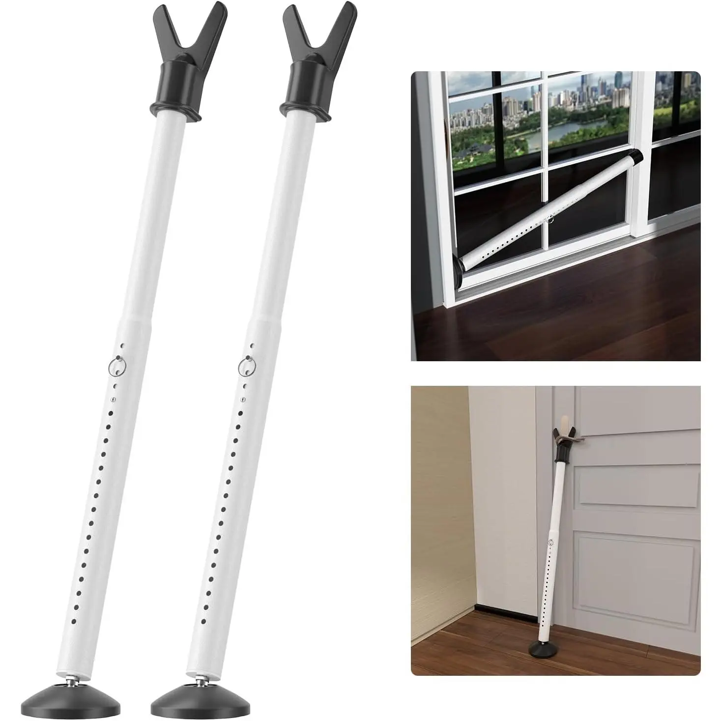 Door Security Bar 2 Pack, Duty Door Stoppers, 2 in 1 Door Jammer 18-51 Inch for Hinged & Doors, Large Non-Slip Base for Apartment Home Travel Hotel Dorm