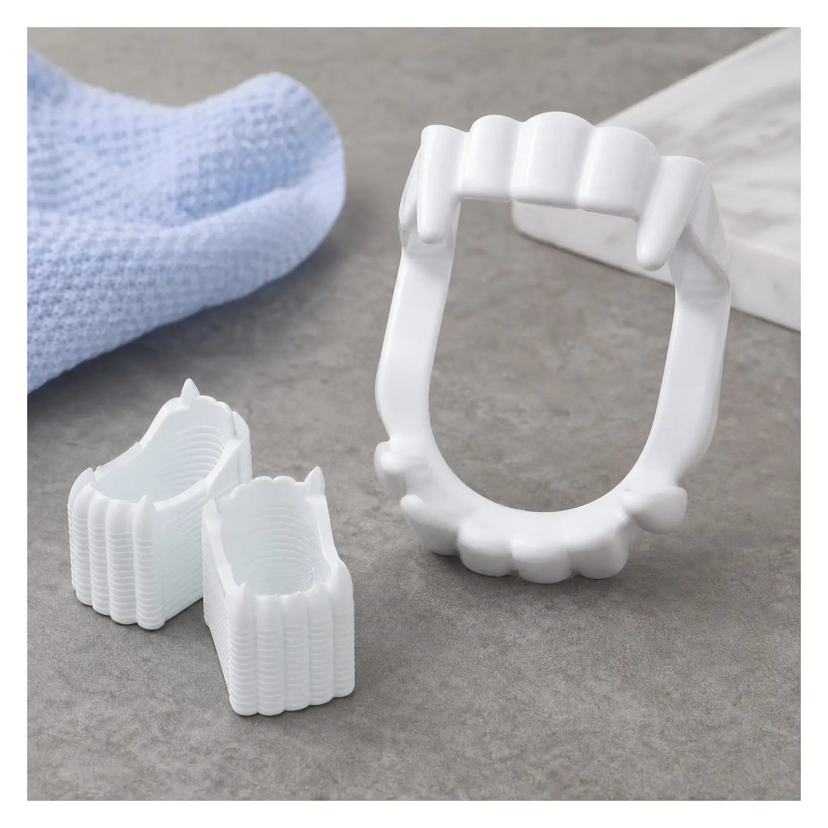 12-Pack Halloween White Teeth Fangs - Funny Costume Dress-Up Accessory, Pretend Play DecorationGift