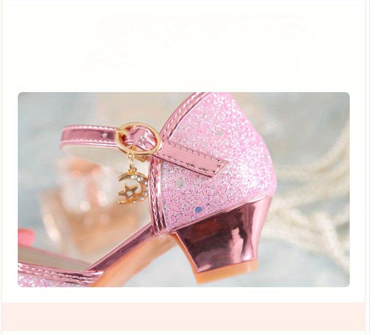Summer New Children's Princess Shoes Girls' High Heels Baby Sandals Medium And Large Children's Girls' Fashion Crystal Shoes Formal Casual