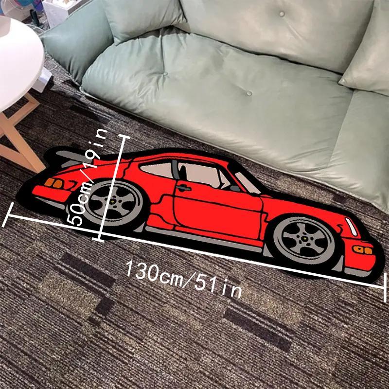 Cartoon Car Print Carpet Rug, Thickened Faux Cashmere Carpet, Area Rug, Room Decor Rugs, Bedroom Bedside Floor Mat, Home Decor, Bedroom Accessories, Rugs for Living Room, Christmas Gift Ideas, Stocking Stuffers, Bedroom Carpet, Cartoon Pattern Rug