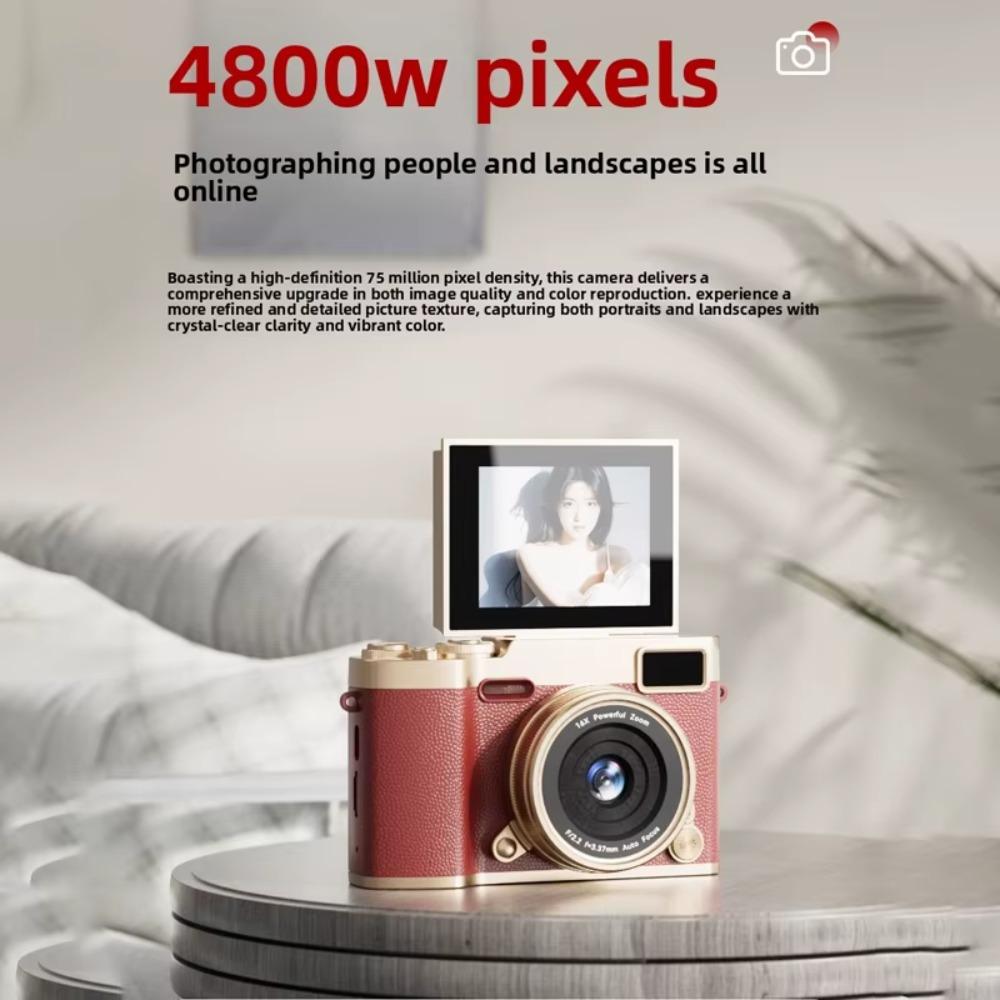 1080P HD Flip Screen Digital Camera with 2.4'' Large LCD, 16X Zoom & Built-In Flash - Beauty Filters, Long Battery Life, Portable HD Videographer Camera Suitable for Vlogging, Selfies, YouTube, Smartphones (//)