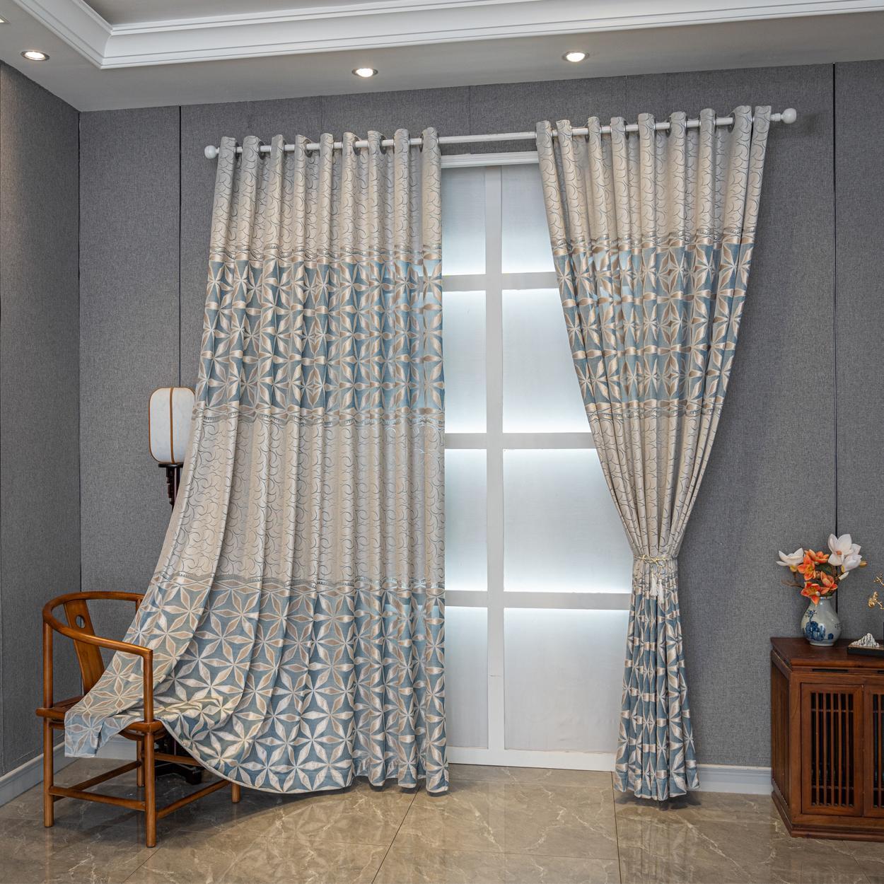 Geometric Pattern Window Curtain Panel, Easy Install Curtain, Modern Grommet Privacy Curtain for Living Room, Balcony, Bedroom and Restaurant, Home Decorative