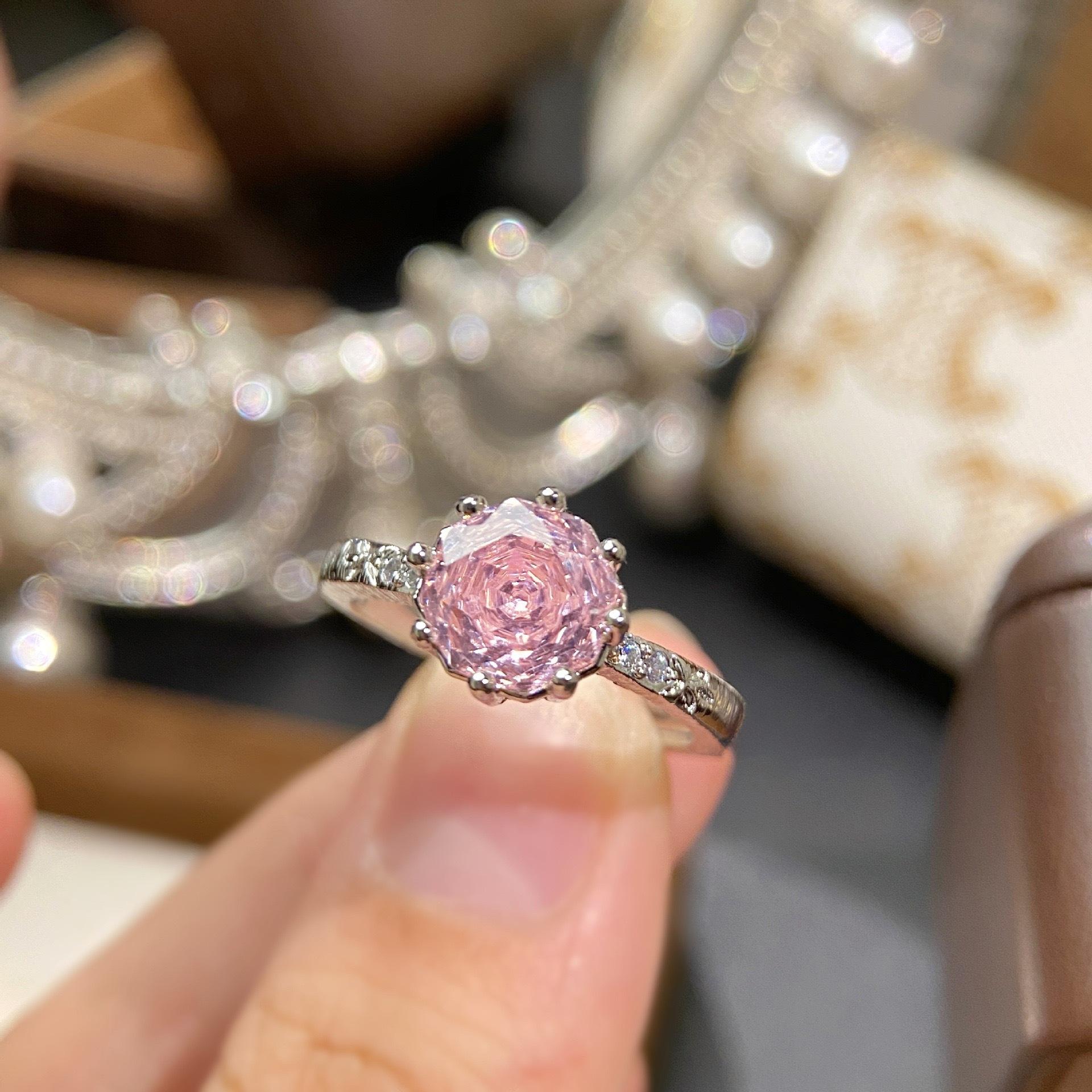 💜 💙 💖 🤍 🌈   8-Prong Millennium Rose Cut CZ Ring |   Octagonal Stackable Ring |   Vintage Inspired Minimalist Jewelry |   Light Luxury Everyday Elegance |   5 Colors (Purple, Blue, Pink, White, Iridescent) ✨   – Great Gift Idea for Self Care & Anyone