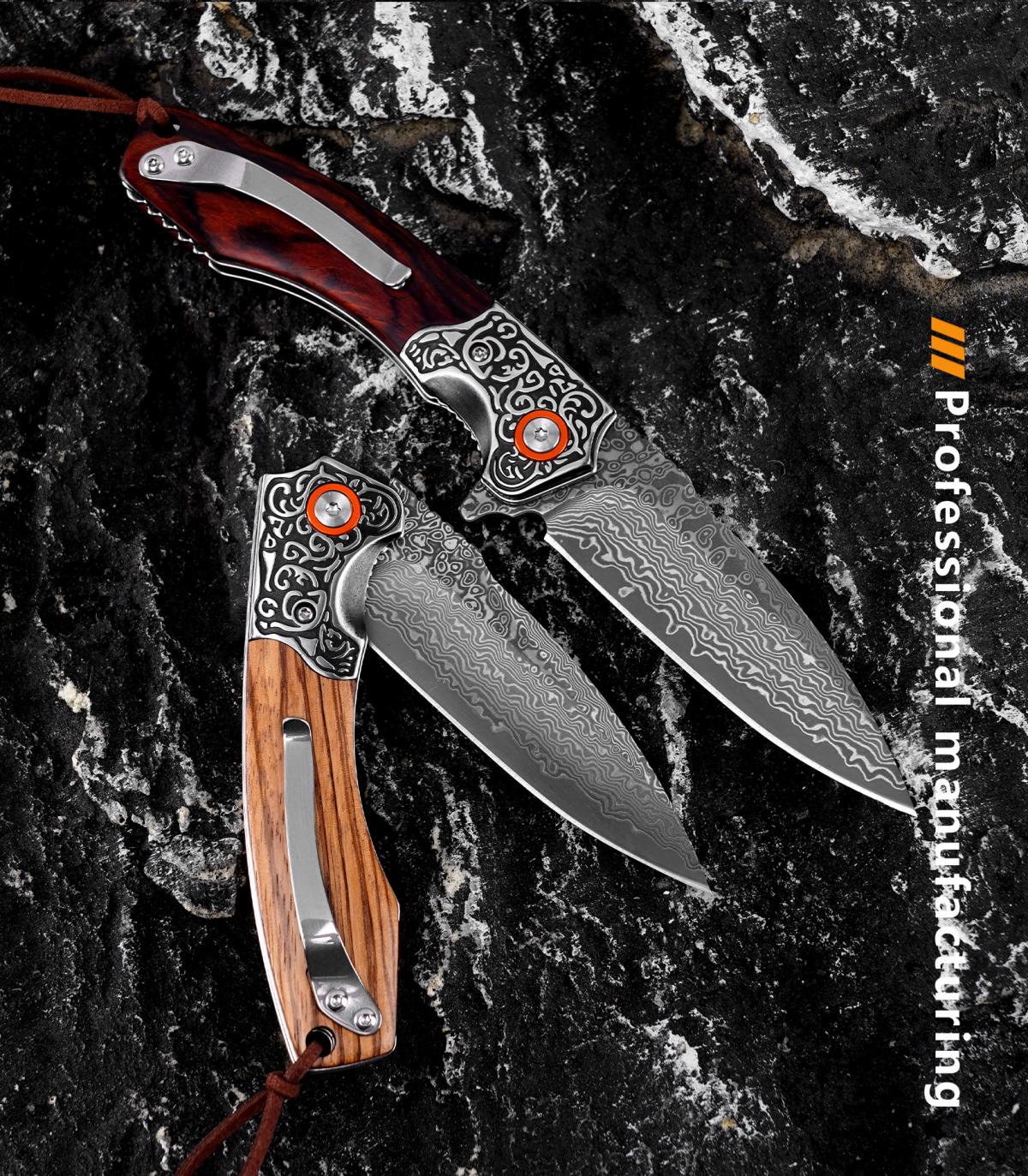 2026 New Outdoor Folding EDC Knife High Carbon Steel Blade Wood Handle Compact Knife For Camping Hiking Adventure