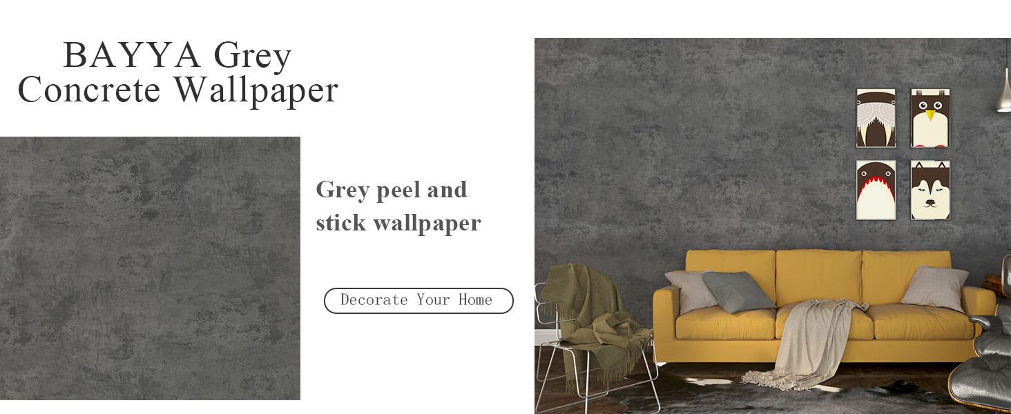 Concrete Wallpaper Cement Contact Paper Dark Grey Wallpaper Peel Stick Countertops 15.75" x 118.11" 3D Rustic Industrial Style Waterproof Removable Self Vinyl Film for