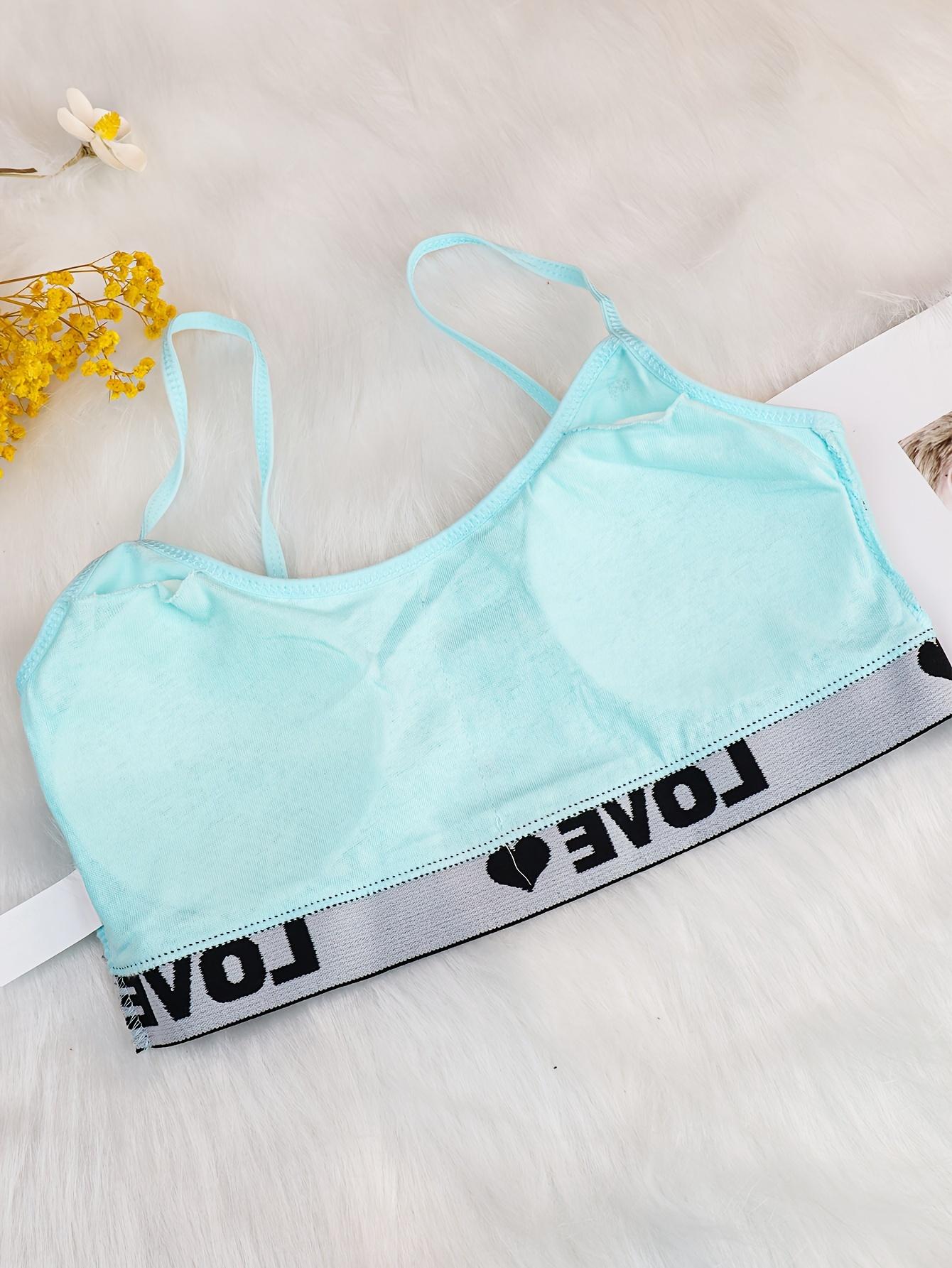 4 Sets in a Pack of Cotton Girls' Bra and Panty Set Suitable for 7-12 Years Old