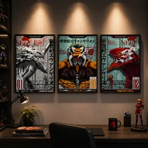 High Grade EVA Canvas Wall Art Poster, Neon Genesis Evangelion Mecha Art Print, High Resolution Anime Robot Artwork, Waterproof Fade Resistant Canvas Decor for Bedroom Living Room Game Room Dorm, Easy to Hang Gift for Anime Fans Gamers, Room Decor