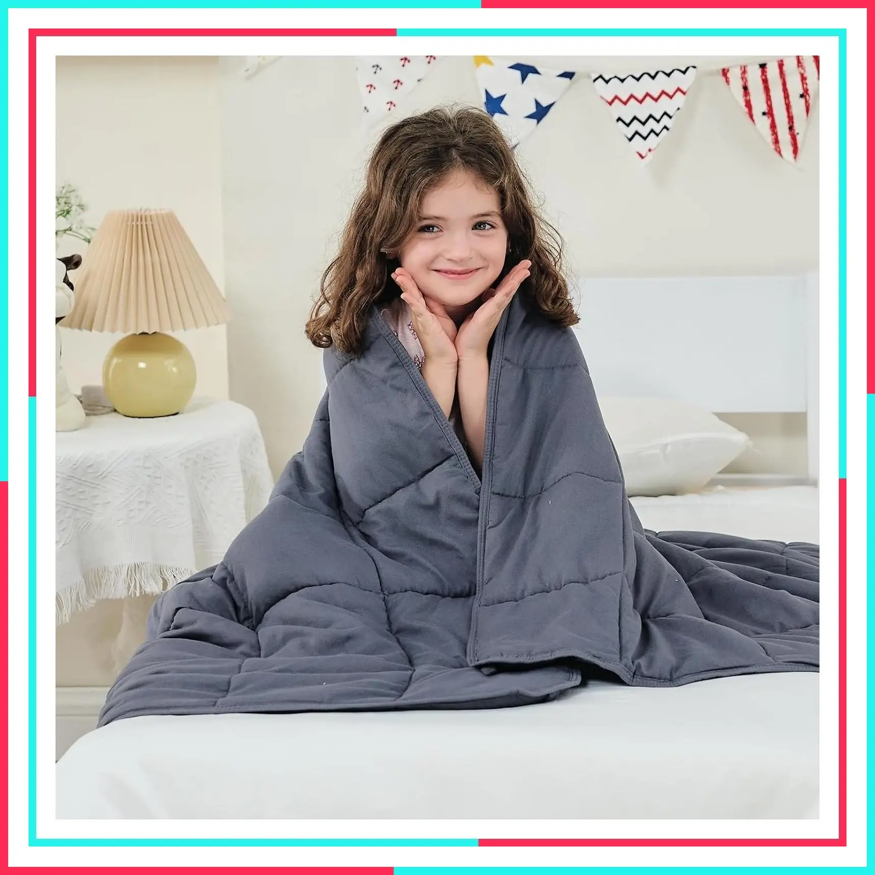 Weighted Throw Blanket 7 lbs, 41" x 60", Grey - Cooling Weighted Blanket, Ideal for 60-80 lbs, Breathable with Premium Glass Beads, Machine Washable