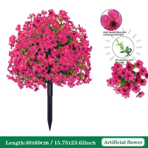 55cm Metal Stake Chrysanthemum Branches, Eucalyptus Leaf Artificial Flowers, UV Resistant, Indoor/outdoor Decor, Spring Summer Garden