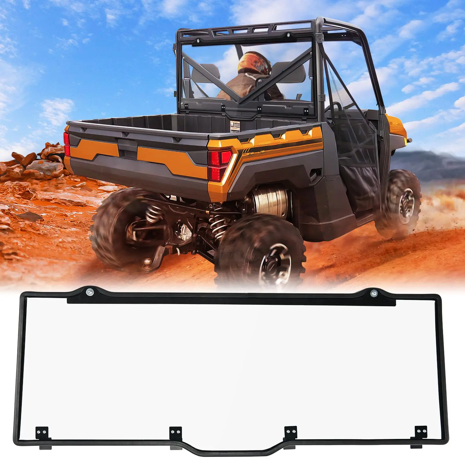 Nilight Rear Window Scratch-Resistant Clear Polycarbonate UTV Windshield Compatible With 2013-2025 Polaris Ranger XP 1000 900 Full Size 570 Diesel Crew PRO XD 4000G 2000G AWD toolupgrade
